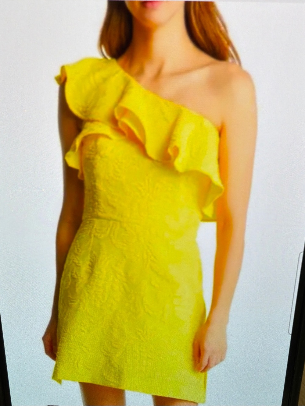Lilly Pulitzer 2 Kipton Romper One Shoulder Ruffle Pineapple Jacquard Yellow